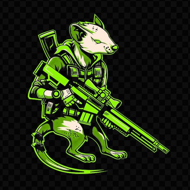 PSD psd vector cybernetic weasel met neonroze accenten met een utility b t-shirt design tattoo ink