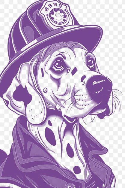 Psd vector of dalmatian with a firefighter hat and coat looking brave and digital collage art ink