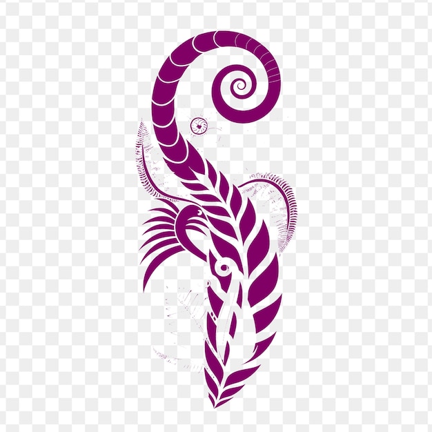 Psd вектор этнический маори кору логотип с папоротниками и спиралями для украшения творческий дизайн татуировки чернила