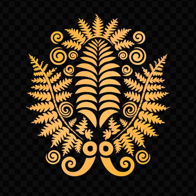 Psd vector ethnic maori koru logo with ferns and spirals for decoration creative design tattoo ink