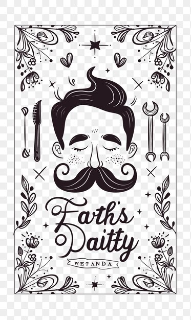 Psd vector fathers day postcard design met masculine frame style design cnc die cut tattoo design