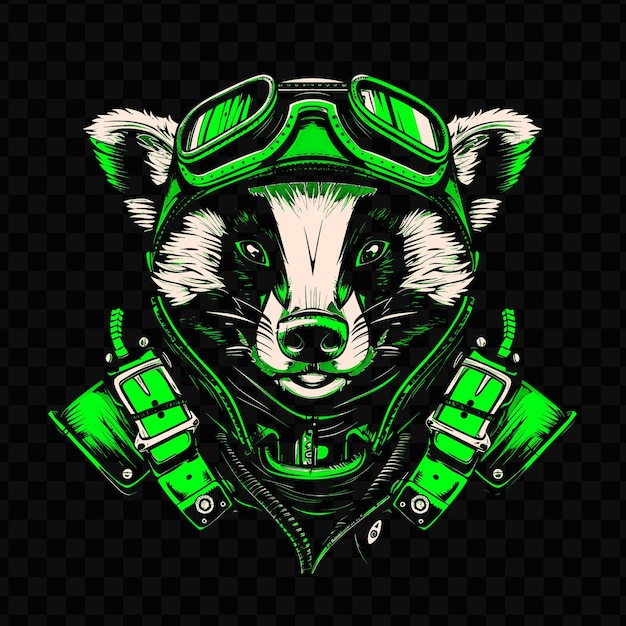 PSD psd vector feisty badger with a riveted armor and a mechanical snout we tshirt design tattoo ink