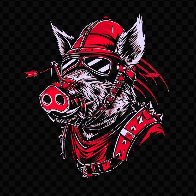 PSD psd vector fierce boar with a riveted armor and a mechanical snout wear tshirt design tattoo ink