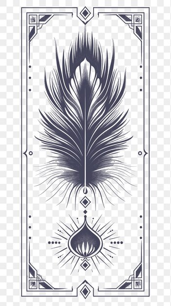 Psd vector gatsby inspired postcard design with a feather fan frame sty cnc die cut tattoo design