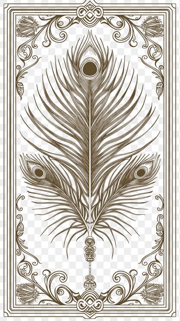 Psd vector gatsby inspired postcard design with a feather fan frame sty cnc die cut tattoo design