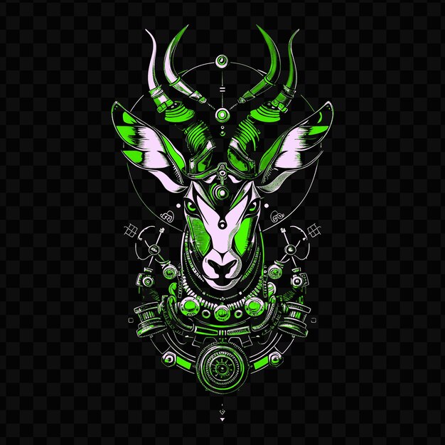 PSD psd vector graceful antelope with a steam powered engine and a gear lad tshirt design tattoo ink