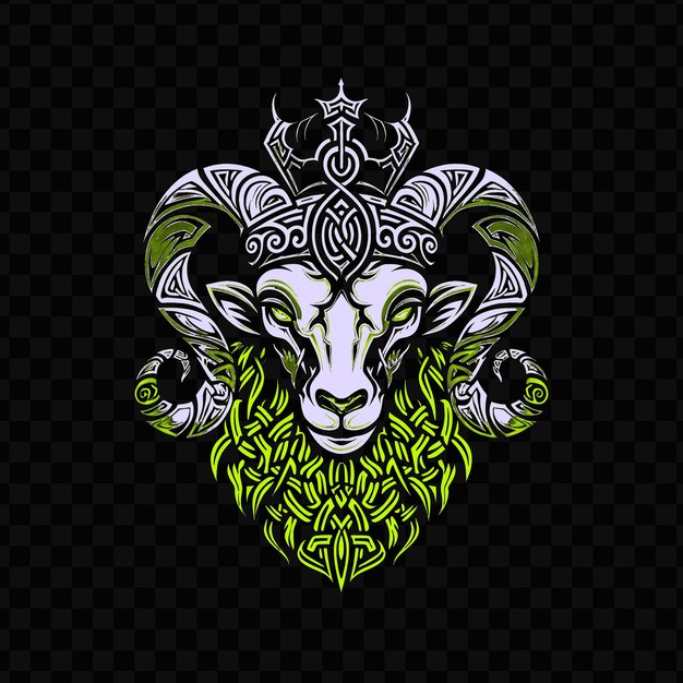 PSD psd vector incensed ram face with a celtic war crown and shield designe tshirt design tattoo ink