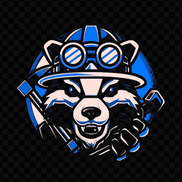 PSD psd vector indignant badger face with a miners helmet and pickaxe desig tshirt design tattoo ink