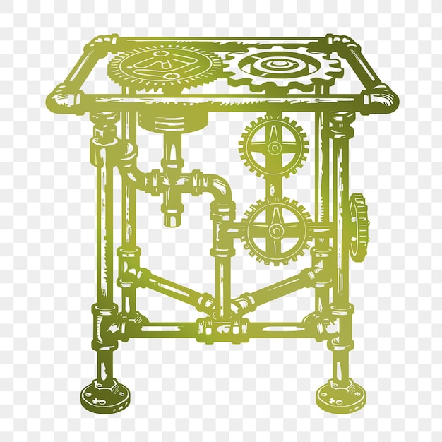PSD Псд векторный индустриальный стиль боковой стол с трубным дизайном и символом передач die cut tattoo ink design
