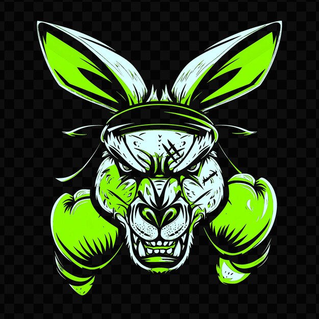 PSD psd vector infuriated kangaroo face with boxing gloves and a headband d tshirt design tattoo ink