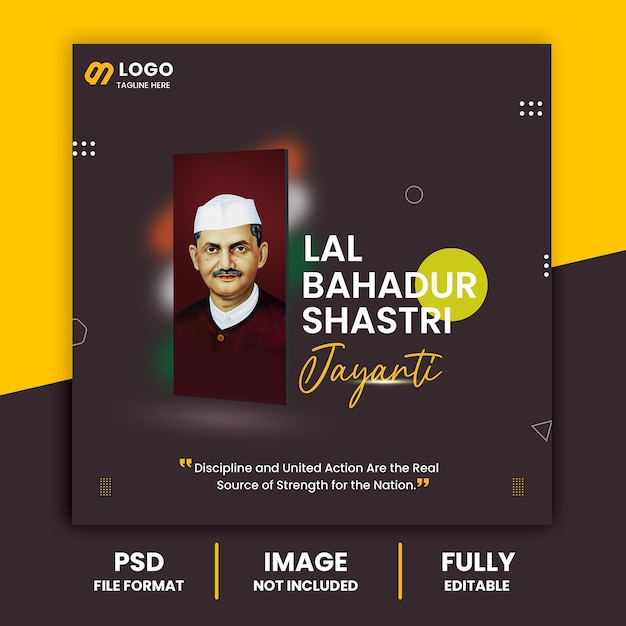 PSD psd vector lal bahadur shastri jayanti plakat w mediach społecznościowych