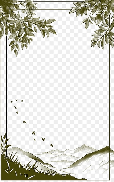 PSD psd vector landscape postcard design met rustic frame style design dec cnc die cut tattoo design