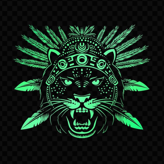 PSD psd vector mesoamerican jaguar warrior glyph logo with obsidian blades simple design tattoo art