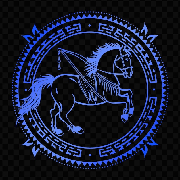 Psd vector mongolian khagan seal logo with horses and bows for decorati simple design tattoo art