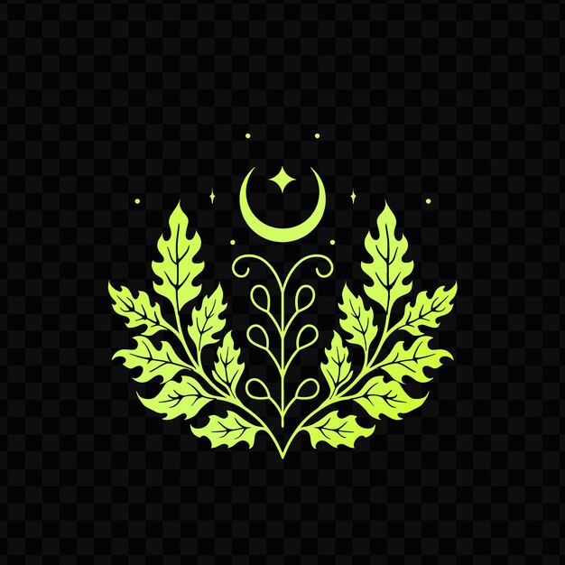 PSD psd vector mystical druidic grove crest with oak leaves and moons for d simple design tattoo art