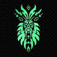 PSD psd vector mystical shaman tribe crest with animal totems and feathers simple design tattoo art