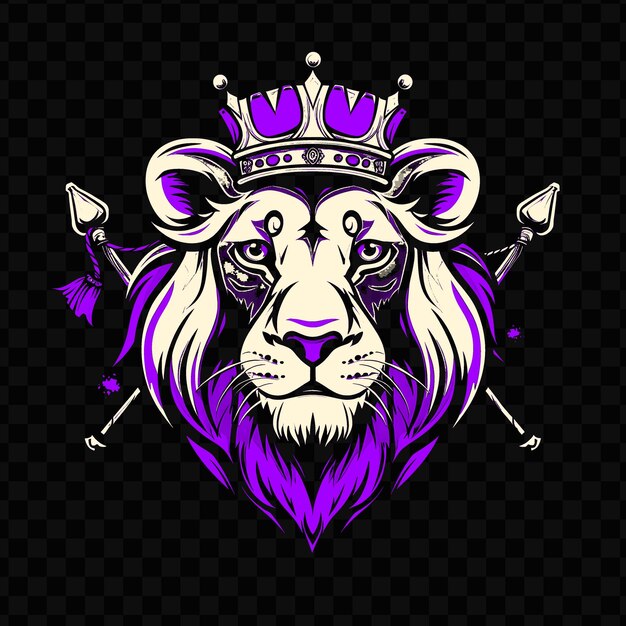 Psd vector noble lioness with a queens crown and scepter designed with tshirt design tattoo ink