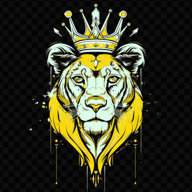 PSD psd vector noble lioness with a queens crown and scepter designed with tshirt design tattoo ink