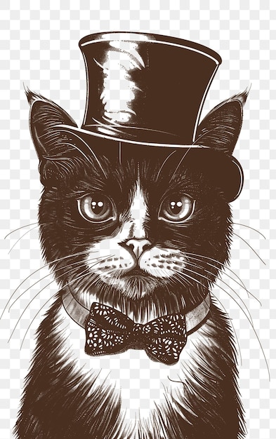 PSD psd вектор сиамской кошки в шапке с любопытным выражением p цифровая коллажная художественная чернила