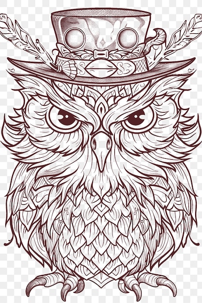 PSD psd vector of owl with a monocle and a wise expression poster design with digital collage art ink