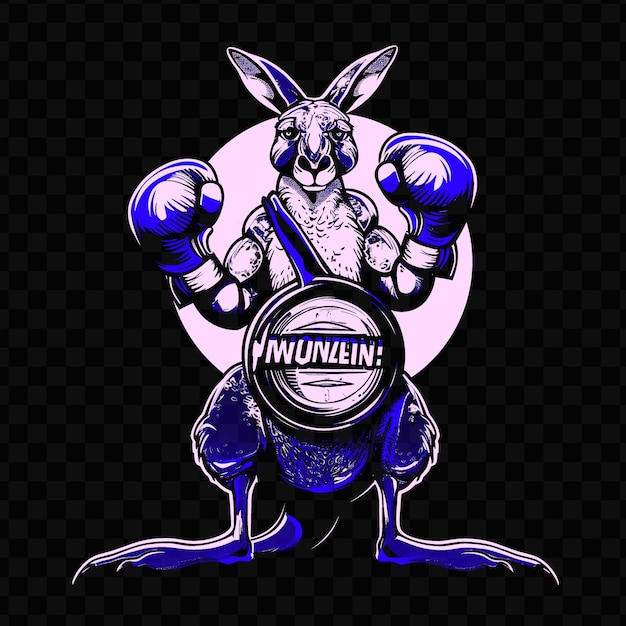 PSD psd vector potężny kangur z rękawicą bokserską i koszulką z pasem mistrzowskim t-shirt design tattoo ink