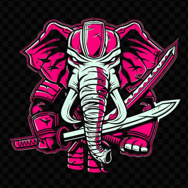 PSD psd vector rampaging elephant with a samurai armor and katana designed tshirt design tattoo ink