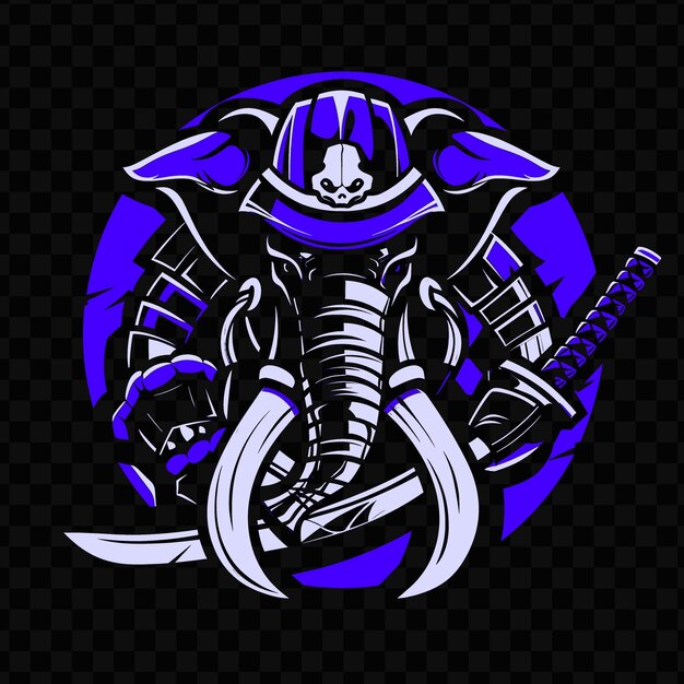 PSD psd vector rampaging elephant with a samurai armor and katana designed tshirt design tattoo ink