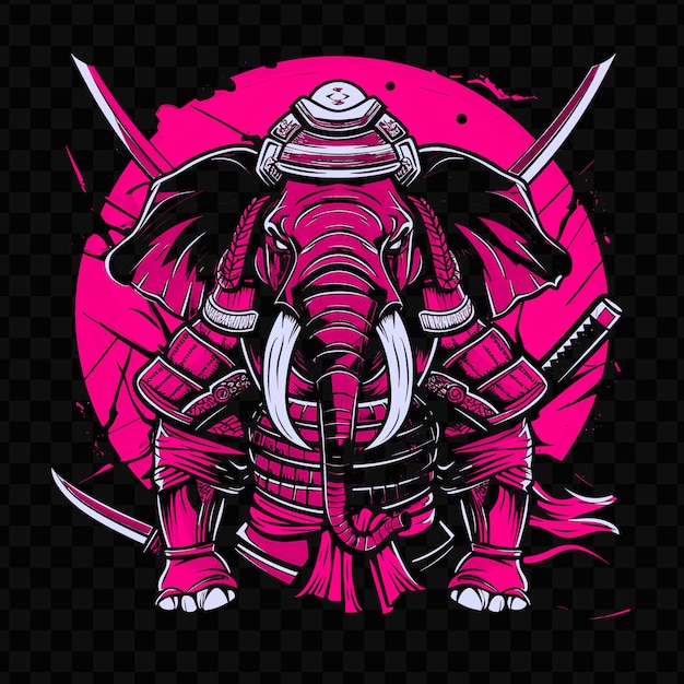 PSD psd vector rampaging elephant with a samurai armor and katana designed tshirt design tattoo ink