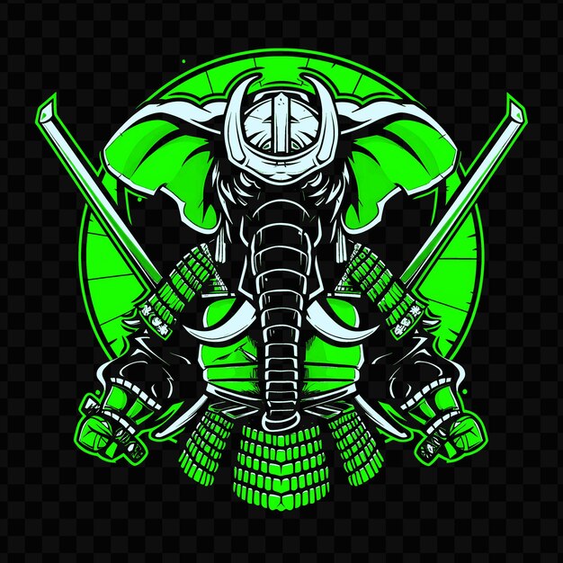 PSD psd vector rampaging elephant with a samurai armor and katana designed tshirt design tattoo ink