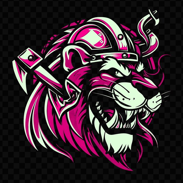 PSD psd vector roaring lion with a viking helmet and axe designed with a sl tshirt design tattoo ink