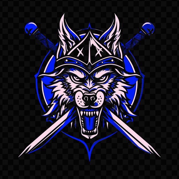 PSD psd vector snarling wolf with a medieval knights helmet and sword desig tshirt design tattoo ink