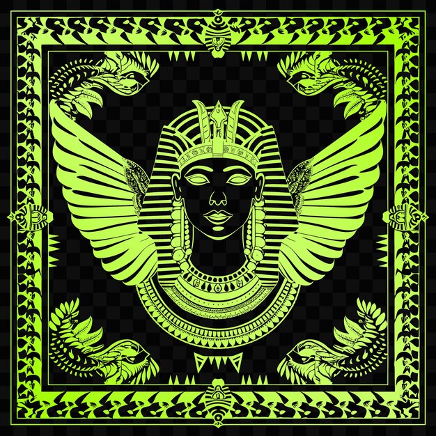 Premium PSD | PSD Vector Sphinx Frame Art With Wings and Head for ...