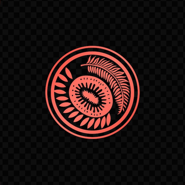 Psd vector tart kiwifruit stamp logo with circular frame and fern lea creative design tattoo artf