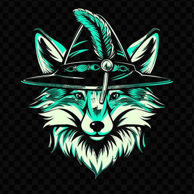 PSD psd vector testy fox face with a robin hood hat and feather designed wi tshirt design tattoo ink