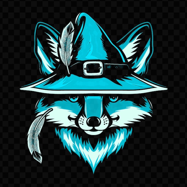 PSD psd vector testy fox face z kapeluszem robina hooda i piórem zaprojektowany wi t-shirt design tattoo ink