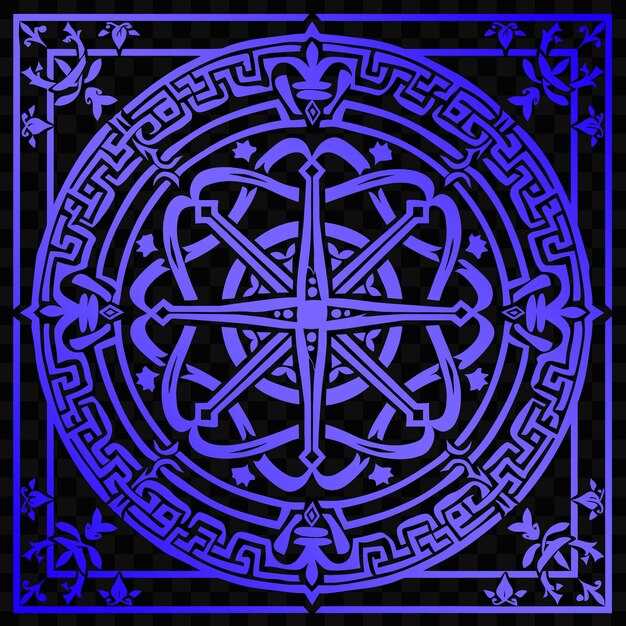 Psd vector woven placemat folk art with celtic knotwork and cross symbo die cut tattoo ink design