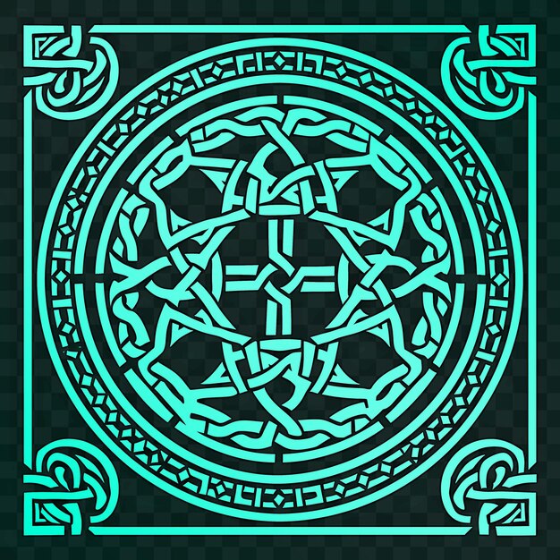 Psd vector woven placemat folk art with celtic knotwork and cross symbo die cut tattoo ink design