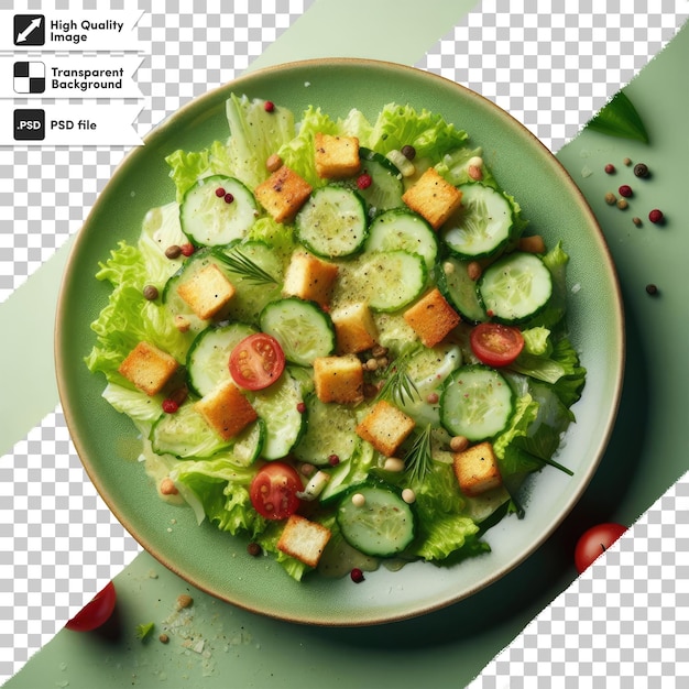 Psd vegetable salad with cheese on transparent background