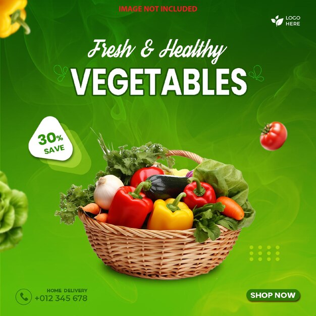 Psd vegetables healthy social media post template