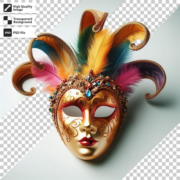 Psd venetian carnival mask on transparent background with editable mask layer