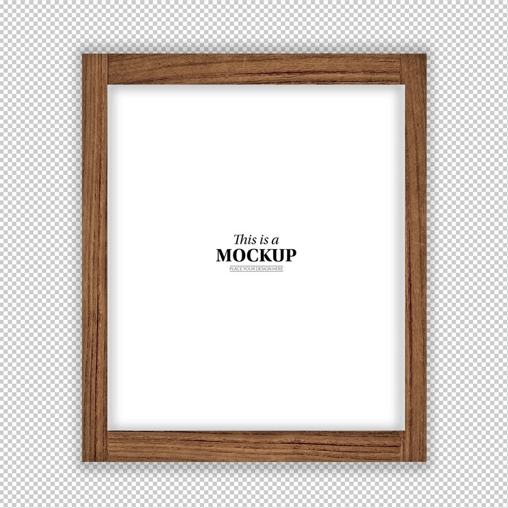 PSD psd vertical wood picture frame mockup