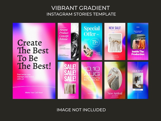 PSD psd vibrant gradient pack collection instagram stories template