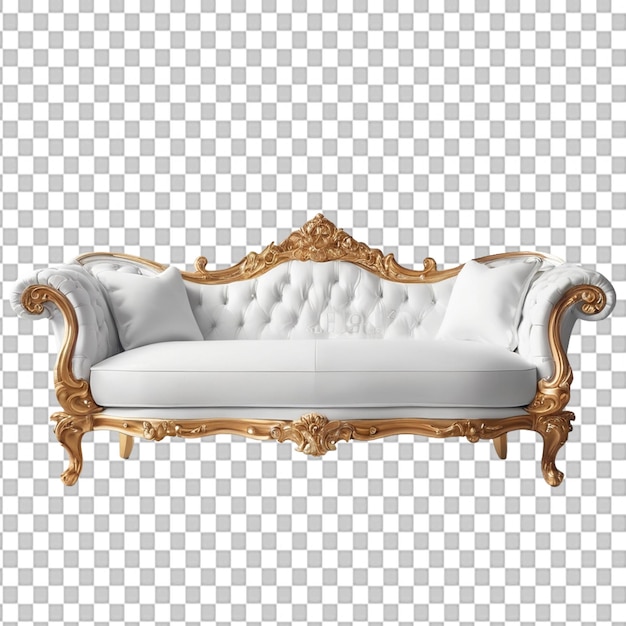 PSD psd victoria sofa design white and golden sofa png isolated on transparent background