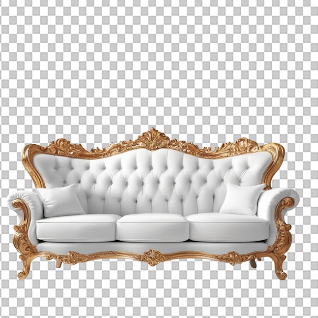 PSD psd victoria sofa design white and golden sofa png isolated on transparent background