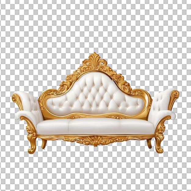 Psd victoria sofa design white and golden sofa png isolated on transparent background