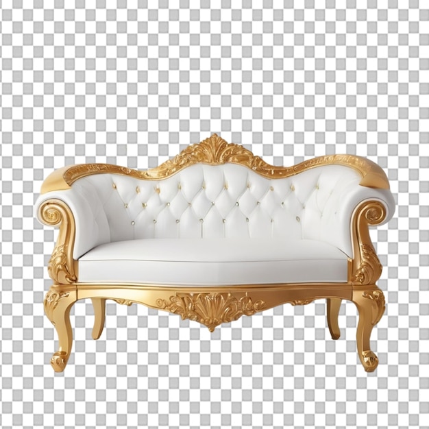 PSD psd victoria sofa design white and golden sofa png isolated on transparent background