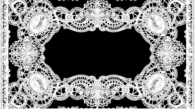 Psd of victorian frame art with cameos and lace decorations border cnc frame tattoo art concept