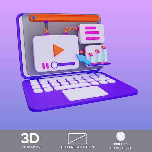 PSD video marketing 3D Illustration