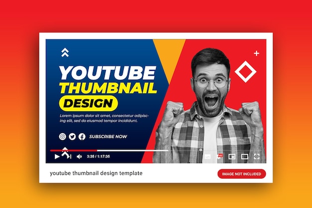 Psd video review youtube channel thumbnail and web banner premium template