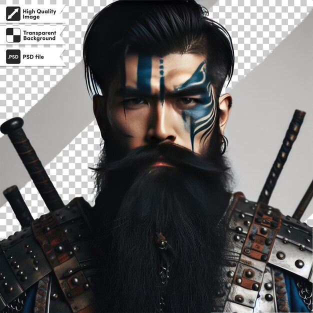 PSD psd viking portrait with sword on transparent background with editable mask layer